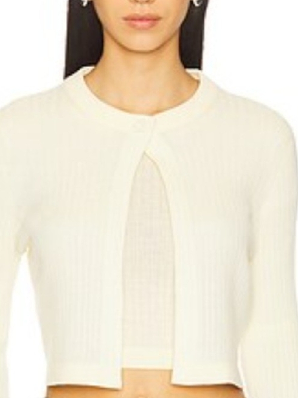 Context Women's Ribbed Cream Silk Blend Cropped Sweater ~ Size Petite Small